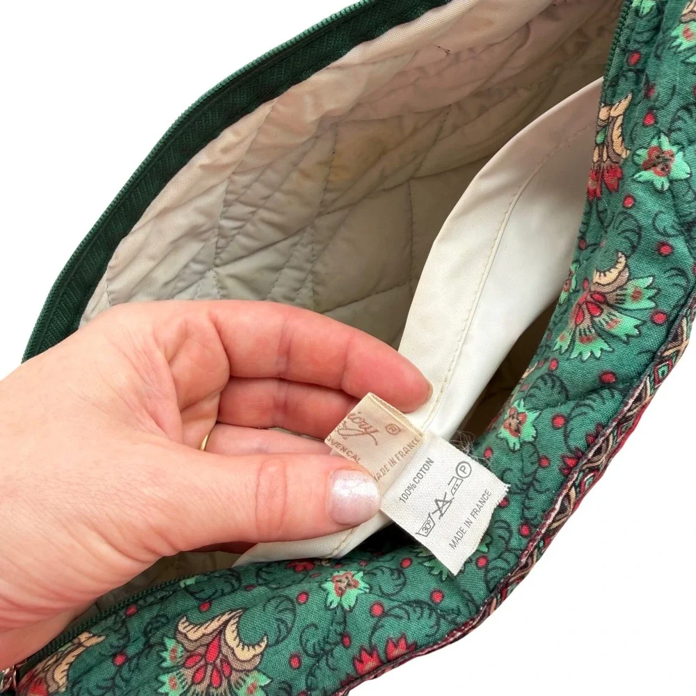 Vintage 90s Souleiado Cosmetic Bag Women  Quilted Floral Provencal Made InFrance